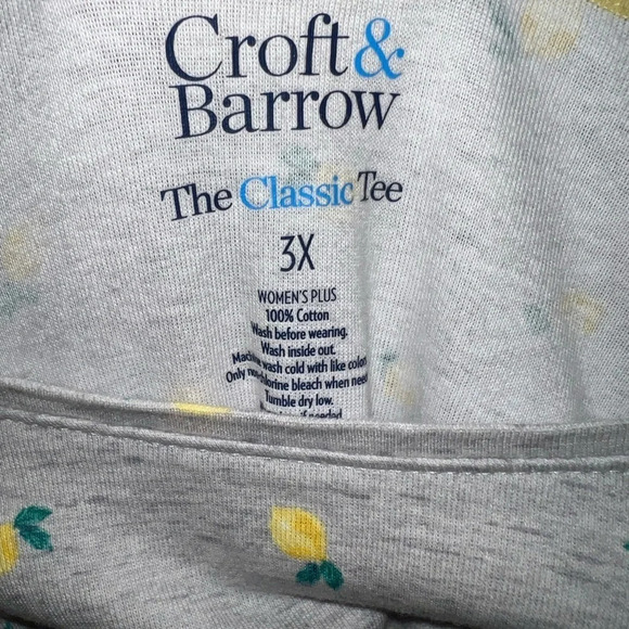 Craft & Barrow the classic tee sz 3x grey with lemon graphic design detail - Picture 4 of 4